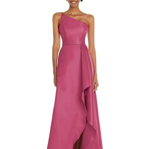 ALFRED SUNG One-Shoulder Satin Gown in Tea Rose at Nordstrom, Size 8